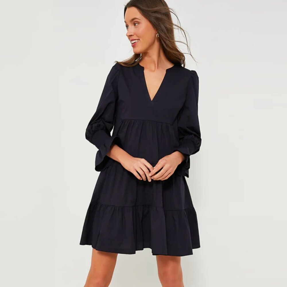 Pomander Place by Tuckernuck Navy Cotton Poplin Kenzo Dress sz XS NWT